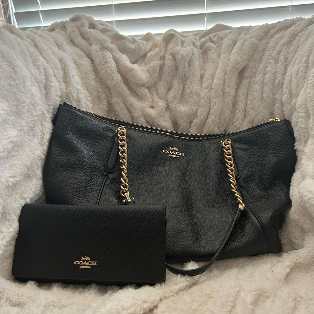 Slightly used Coach bag and wallet set